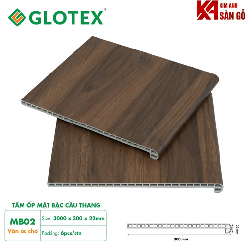 Mặt Bậc Cầu Thang Nhựa Giả Gỗ Glotex MB-02